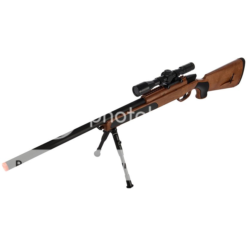 415 FPS BOLT ACTION AIRSOFT WOOD SPRING SNIPER RIFLE GUN w/ SCOPE w